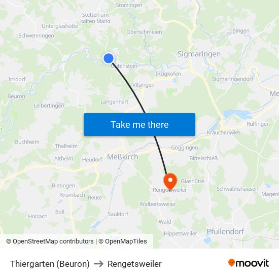 Thiergarten (Beuron) to Rengetsweiler map