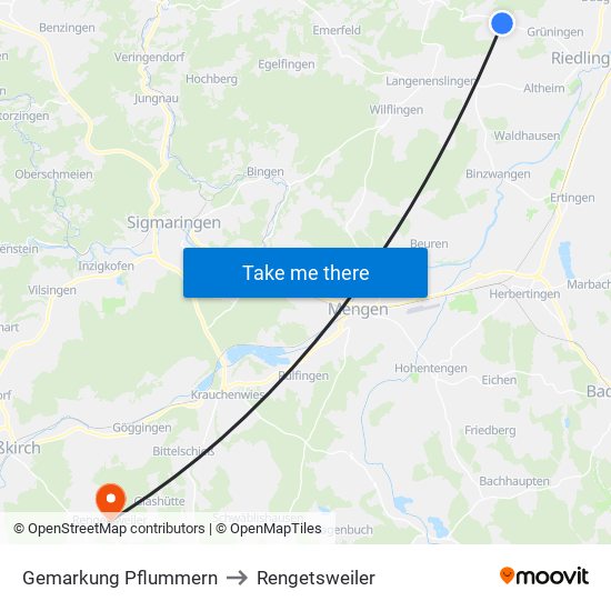 Gemarkung Pflummern to Rengetsweiler map