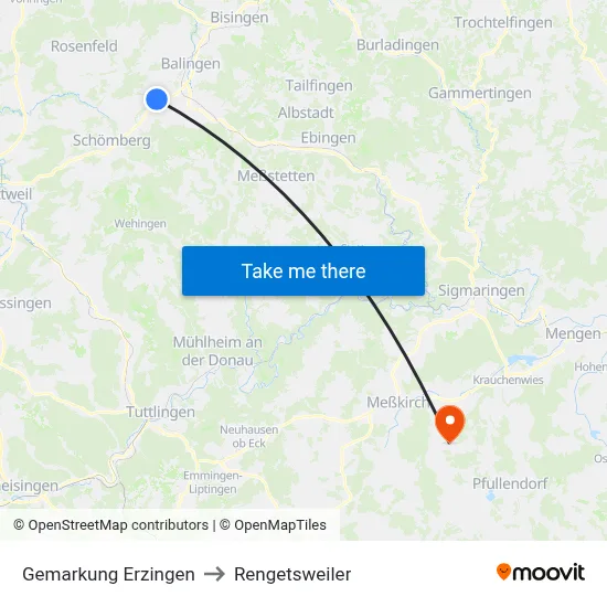 Gemarkung Erzingen to Rengetsweiler map