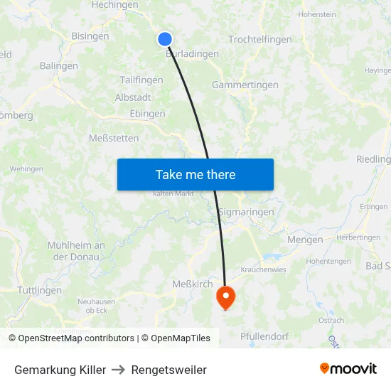 Gemarkung Killer to Rengetsweiler map