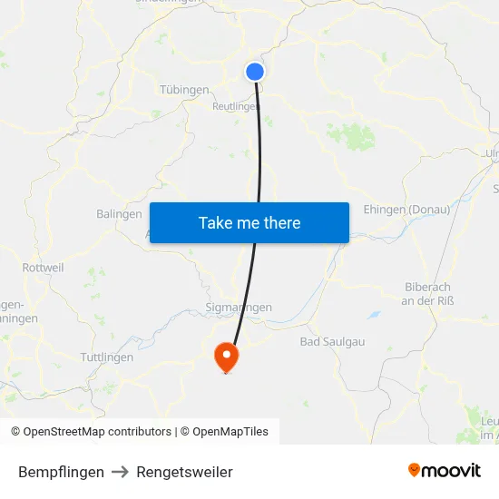 Bempflingen to Rengetsweiler map