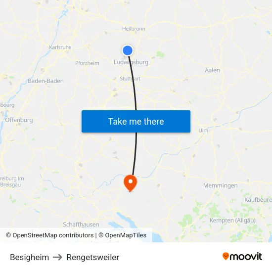 Besigheim to Rengetsweiler map