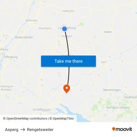Asperg to Rengetsweiler map