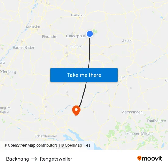 Backnang to Rengetsweiler map