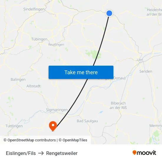 Eislingen/Fils to Rengetsweiler map