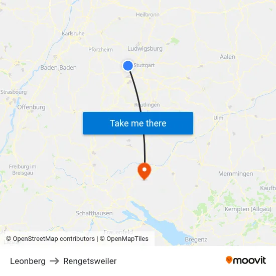 Leonberg to Rengetsweiler map