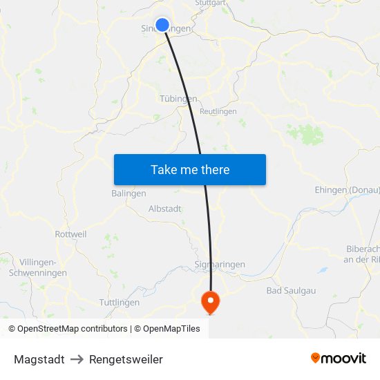 Magstadt to Rengetsweiler map