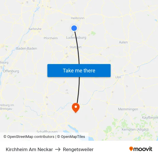 Kirchheim Am Neckar to Rengetsweiler map