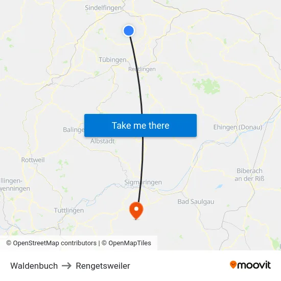 Waldenbuch to Rengetsweiler map