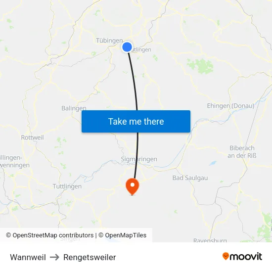 Wannweil to Rengetsweiler map