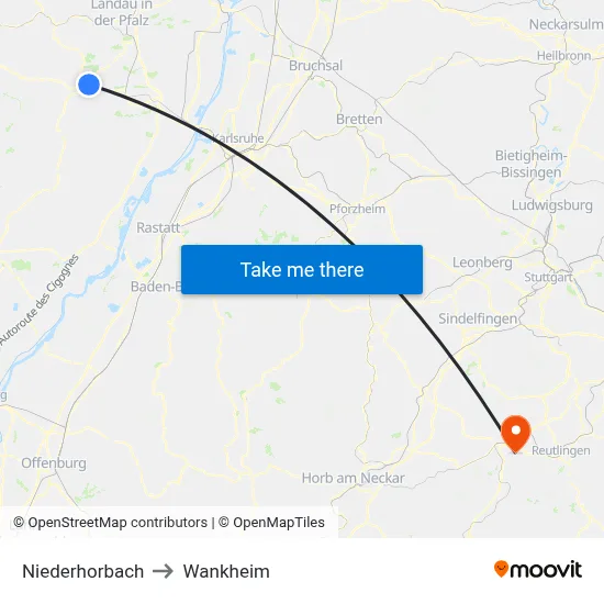 Niederhorbach to Wankheim map
