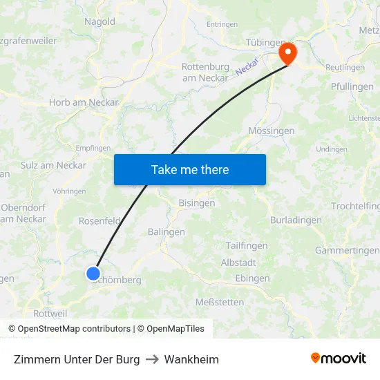 Zimmern Unter Der Burg to Wankheim map