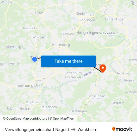 Verwaltungsgemeinschaft Nagold to Wankheim map