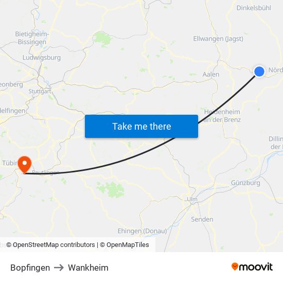 Bopfingen to Wankheim map