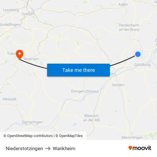 Niederstotzingen to Wankheim map