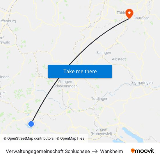 Verwaltungsgemeinschaft Schluchsee to Wankheim map