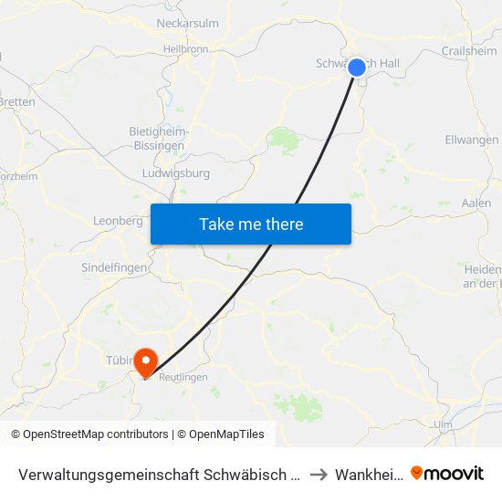 Verwaltungsgemeinschaft Schwäbisch Hall to Wankheim map