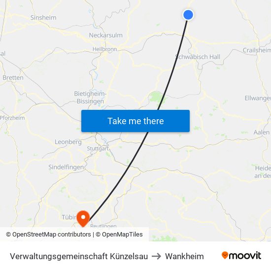 Verwaltungsgemeinschaft Künzelsau to Wankheim map