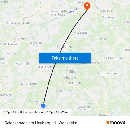 Reichenbach am Heuberg to Wankheim map
