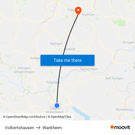Volkertshausen to Wankheim map