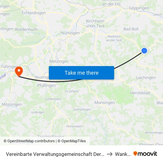 Vereinbarte Verwaltungsgemeinschaft Der Gemeinde Deggingen to Wankheim map