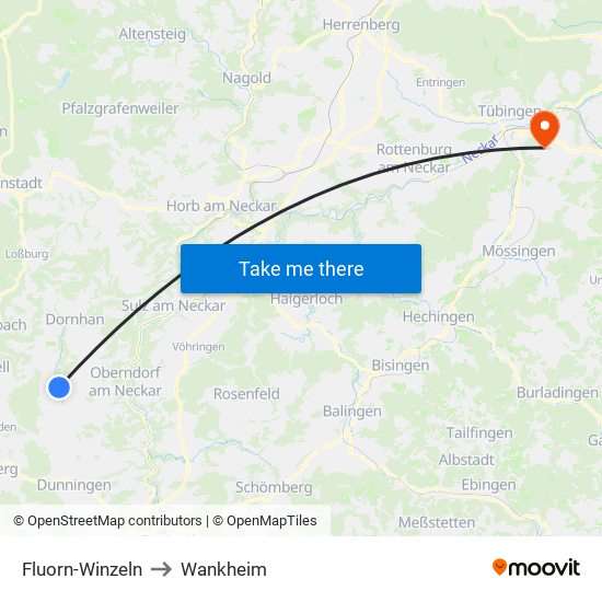 Fluorn-Winzeln to Wankheim map