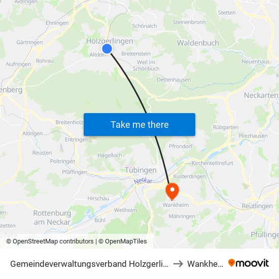 Gemeindeverwaltungsverband Holzgerlingen to Wankheim map
