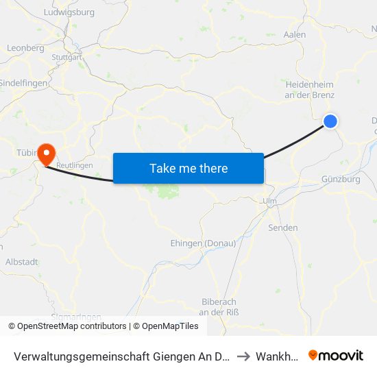 Verwaltungsgemeinschaft Giengen An Der Brenz to Wankheim map