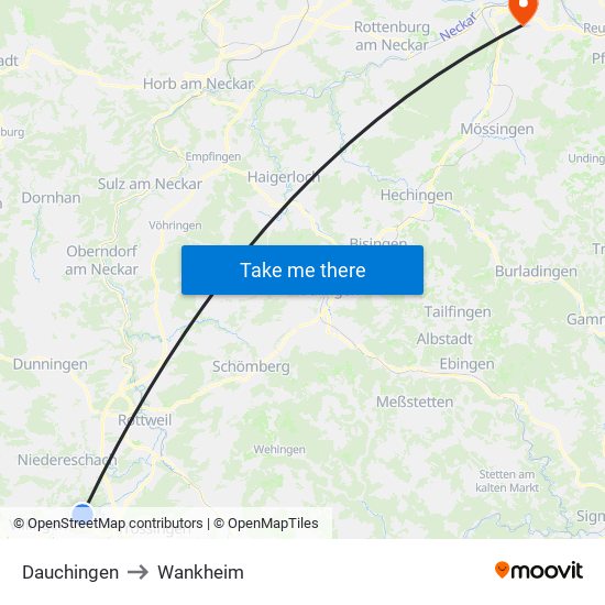 Dauchingen to Wankheim map