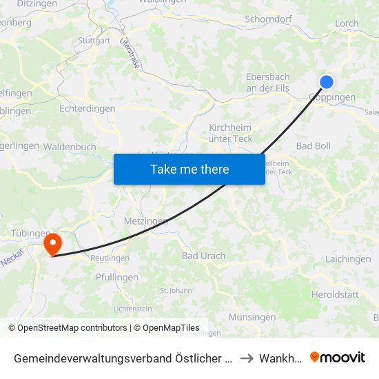 Gemeindeverwaltungsverband Östlicher Schurwald to Wankheim map
