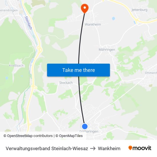 Verwaltungsverband Steinlach-Wiesaz to Wankheim map