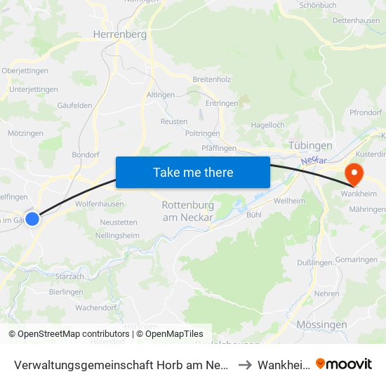 Verwaltungsgemeinschaft Horb am Neckar to Wankheim map