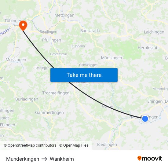 Munderkingen to Wankheim map