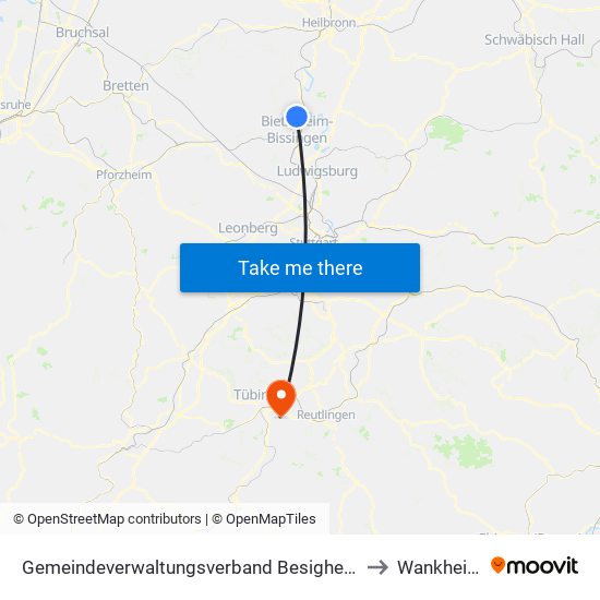 Gemeindeverwaltungsverband Besigheim to Wankheim map