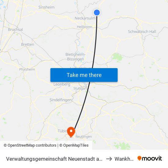 Verwaltungsgemeinschaft Neuenstadt am Kocher to Wankheim map