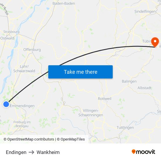 Endingen to Wankheim map