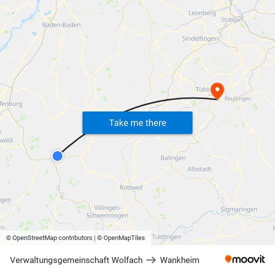 Verwaltungsgemeinschaft Wolfach to Wankheim map