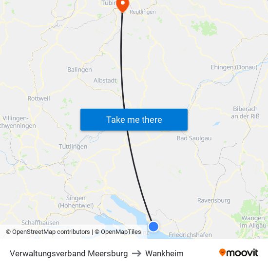 Verwaltungsverband Meersburg to Wankheim map