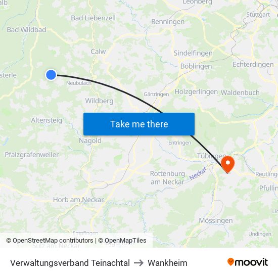 Verwaltungsverband Teinachtal to Wankheim map