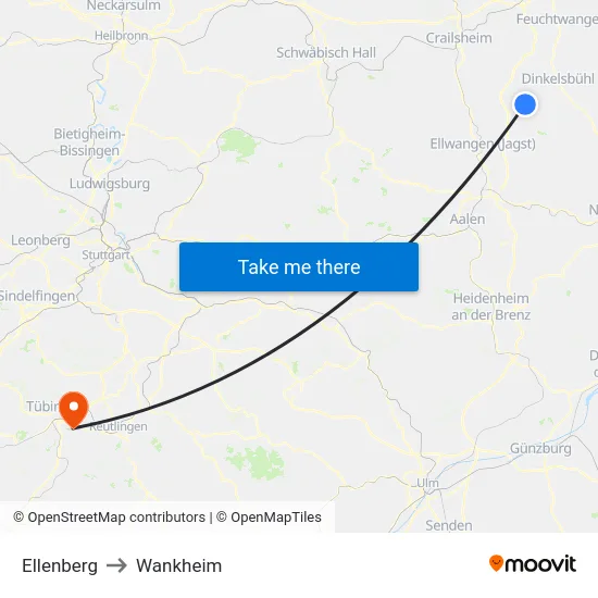 Ellenberg to Wankheim map