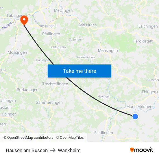 Hausen am Bussen to Wankheim map