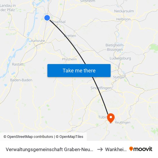 Verwaltungsgemeinschaft Graben-Neudorf to Wankheim map