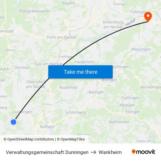 Verwaltungsgemeinschaft Dunningen to Wankheim map