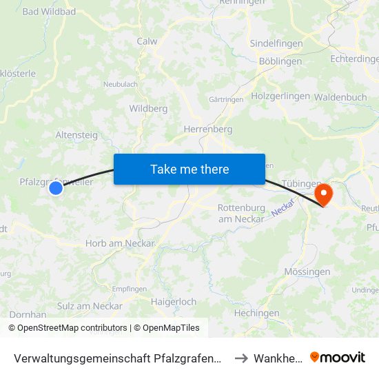 Verwaltungsgemeinschaft Pfalzgrafenweiler to Wankheim map