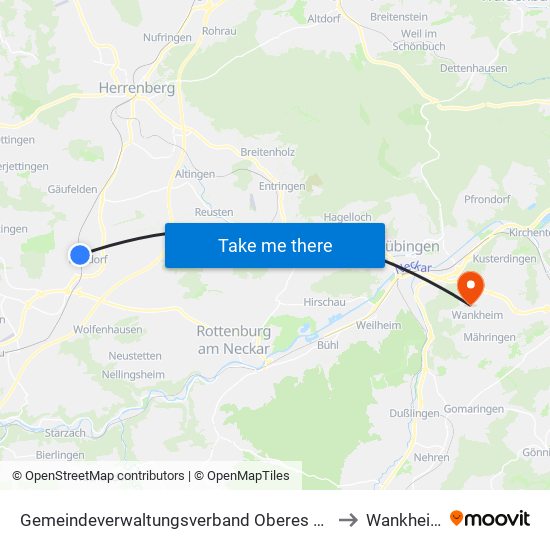 Gemeindeverwaltungsverband Oberes Gäu to Wankheim map