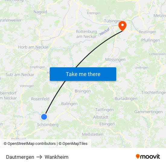 Dautmergen to Wankheim map