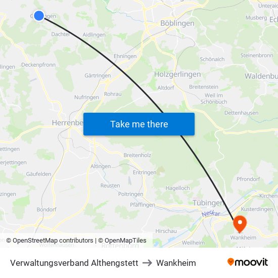 Verwaltungsverband Althengstett to Wankheim map