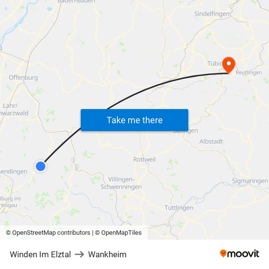 Winden Im Elztal to Wankheim map