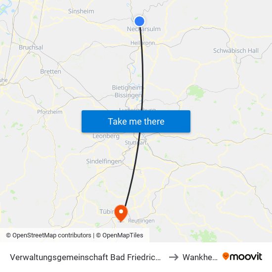 Verwaltungsgemeinschaft Bad Friedrichshall to Wankheim map
