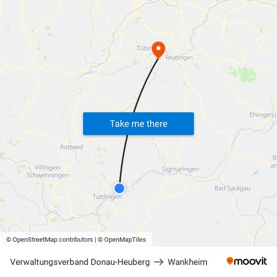Verwaltungsverband Donau-Heuberg to Wankheim map